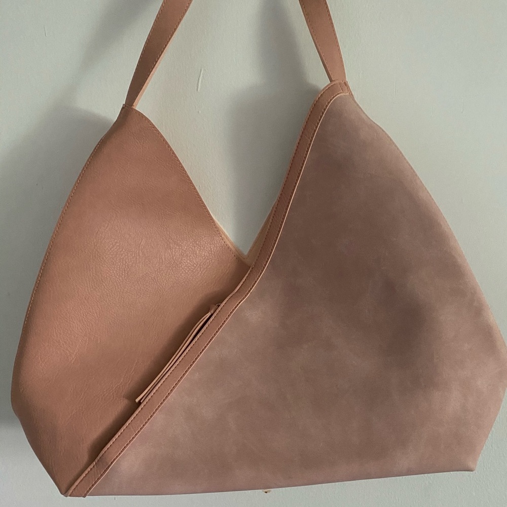 Light pink faux leather & suede bag
